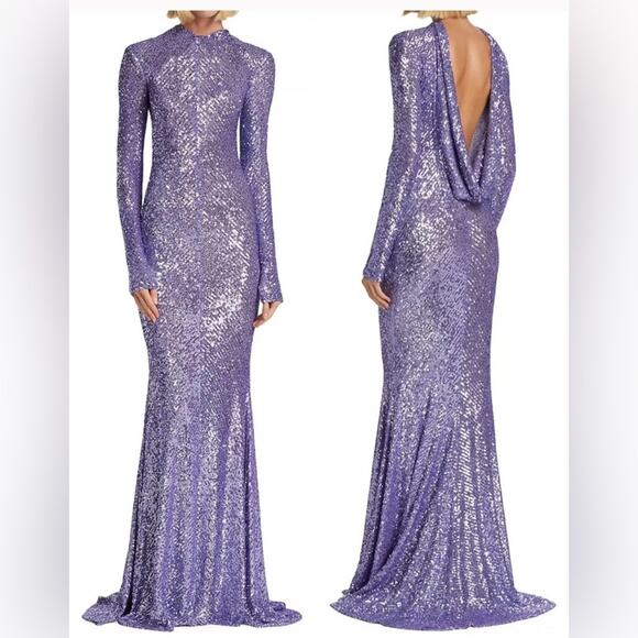 NAEEM KHAN Strong-Shoulder Sequin Gown size 6 US Retail 8000$ Authentic - Picture 2 of 11